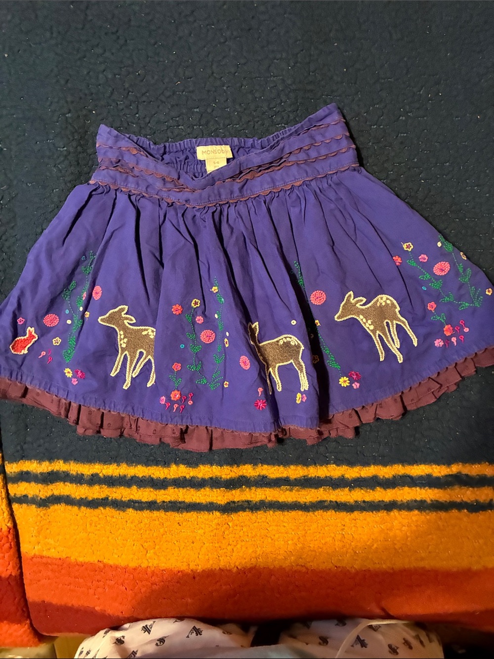 Monsoon blue/Purple Embroidered Deer Skater Skirt